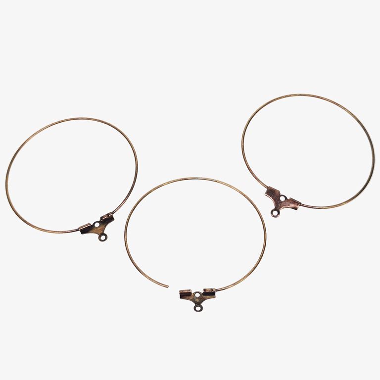 METAL ELEMENTS - CHANDELIER EARRINGS - BEADING HOOP FINDINGS - 35mm ANTIQUE BRASS - PACKAGE 100pcs.