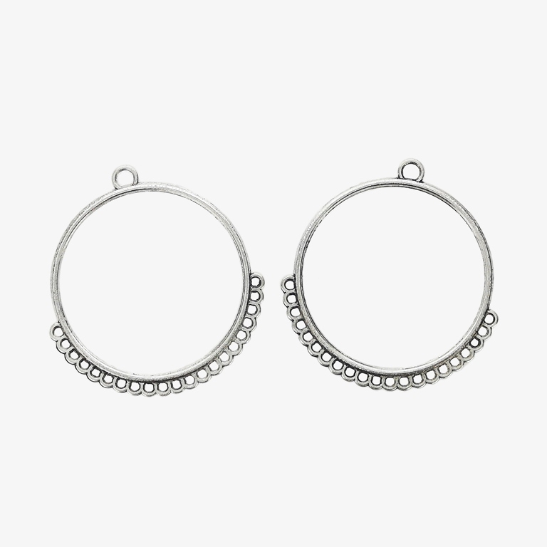 METAL ELEMENTS - CHANDELIER EARRINGS - CIRCLE 01 WITH MULTI CONNECTOR - 35mm NICKEL COLOR - PACKAGE 50pcs. Hole-3.0mm