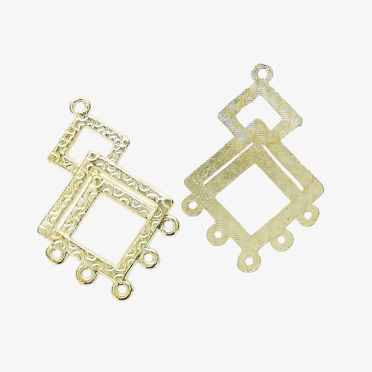 METAL ELEMENTS - CHANDELIER EARRINGS - SQUARES - 27x40.5x1.2mm GOLD COLOR - 4pcs. Hole-1.7mm