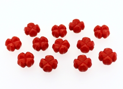 OPAQUE PLASTIC BEADS - CLOVER - 11x6mm RED С07 - 50g Hole-1.8mm (103pcs.)