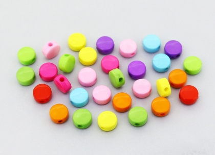 OPAQUE PLASTIC BEADS - DISK - 8x4.5mm MIX - PACKAGE 500g Hole-2.0mm (2300pcs.)