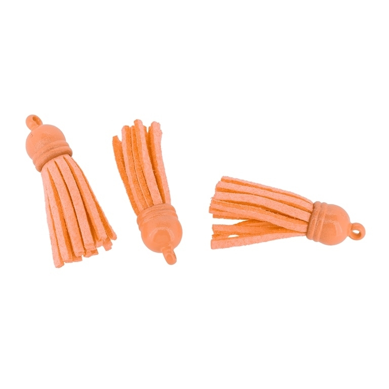 TEXTILE BEADS - TASSEL VELOUR - 4cm ORANGE (LIGHT) - 100pcs. Hole:2.5mm