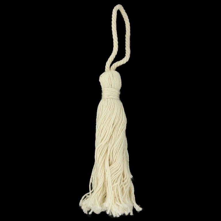 TEXTILE BEADS - TASSEL COTTON - 7cm WHITE NATURAL 29 - 10pcs.