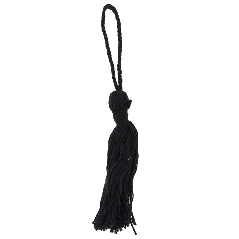 TEXTILE BEADS - TASSEL COTTON - 7cm BLACK 19 - PACKAGE 100pcs.