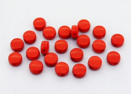 OPAQUE PLASTIC BEADS - DISK - 8x4.5mm RED С07 - PACKAGE 500g Hole-2.0mm (2300pcs.)