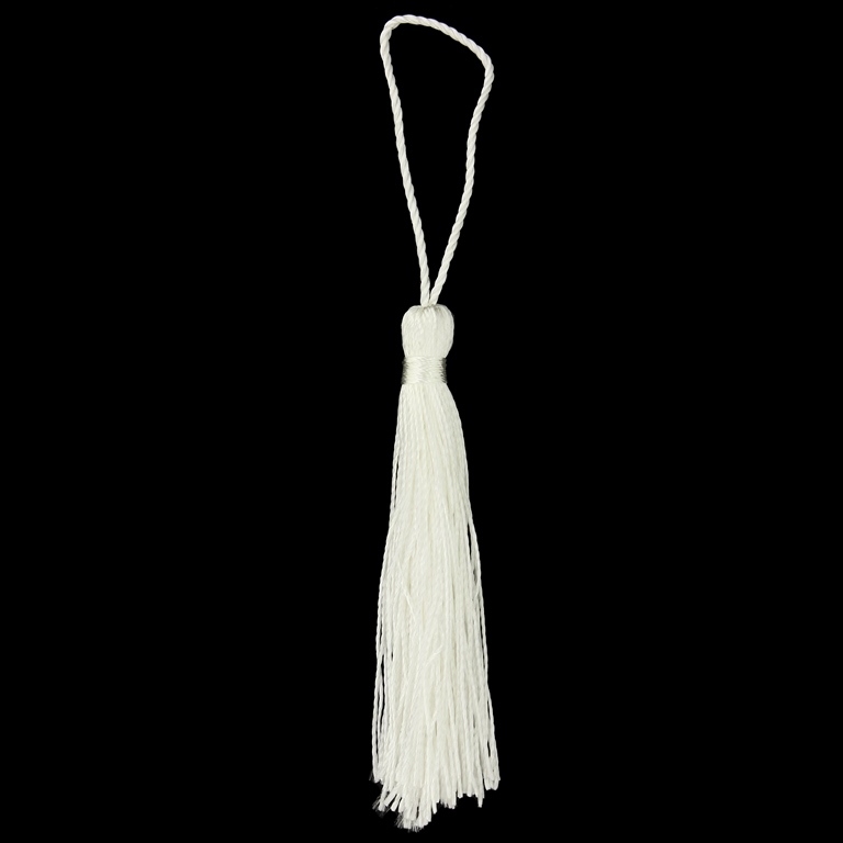 TEXTILE BEADS - TASSEL POLYESTER - 7cm WHITE 16 - 10pcs.