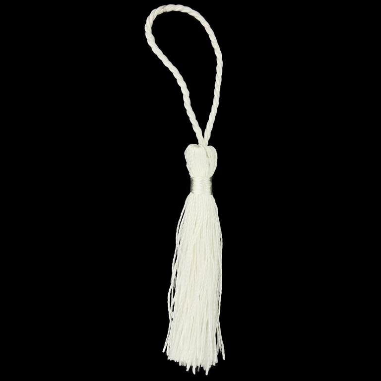 TEXTILE BEADS - TASSEL POLYESTER - 7cm WHITE 36 - 10pcs.