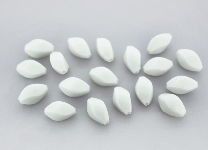 OPAQUE PLASTIC BEADS - ELIPSE IRREGULAR - 14x7mm WHITE С01 - PACKAGE 500g Hole-1.8mm (1100pcs.)