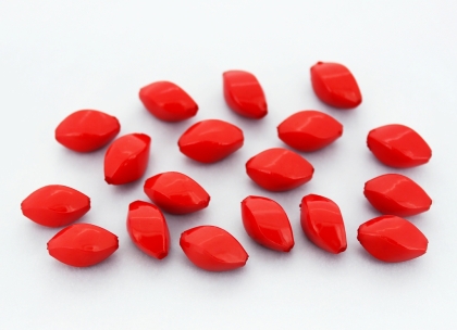 OPAQUE PLASTIC BEADS - ELIPSE IRREGULAR - 14x7mm RED С07 - PACKAGE 500g Hole-1.8mm (1100pcs.)