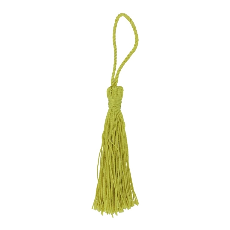 TEXTILE BEADS - TASSEL POLYESTER - 8cm YELLOW-GREEN 25 - 12pcs.