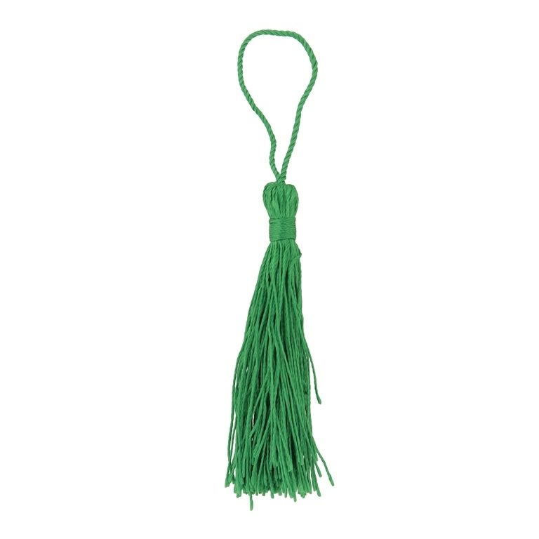 TEXTILE BEADS - TASSEL POLYESTER - 8cm GREEN GRASSY 12 - PACKAGE 120pcs.