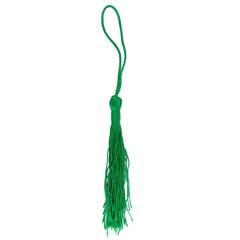 TEXTILE BEADS - TASSEL POLYESTER - 8cm GREEN GRASSY 33 - PACKAGE 100pcs.