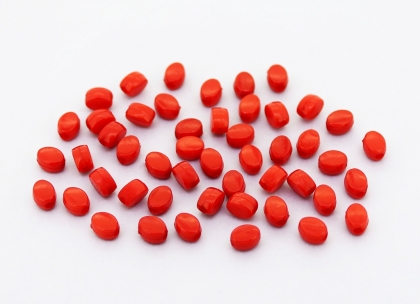 OPAQUE PLASTIC BEADS - ELLIPTICAL FLAT - 5.5x4.5x3.5mm RED С07 - PACKAGE 500g Hole-1.5mm (8000pcs.)