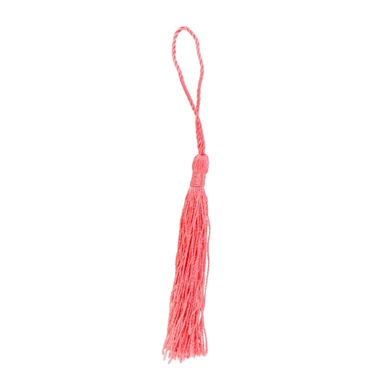 TEXTILE BEADS - TASSEL POLYESTER - 8cm CORAL 04 - 10pcs.