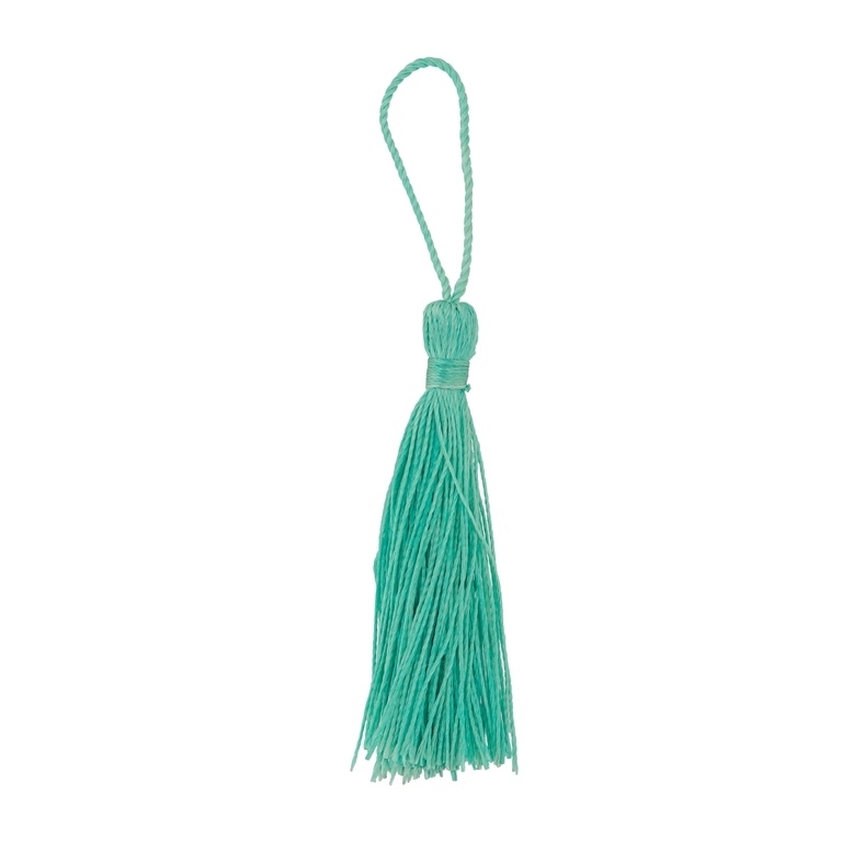 TEXTILE BEADS - TASSEL POLYESTER - 8cm TURQUOISE (LIGHT) 05 - 12pcs.