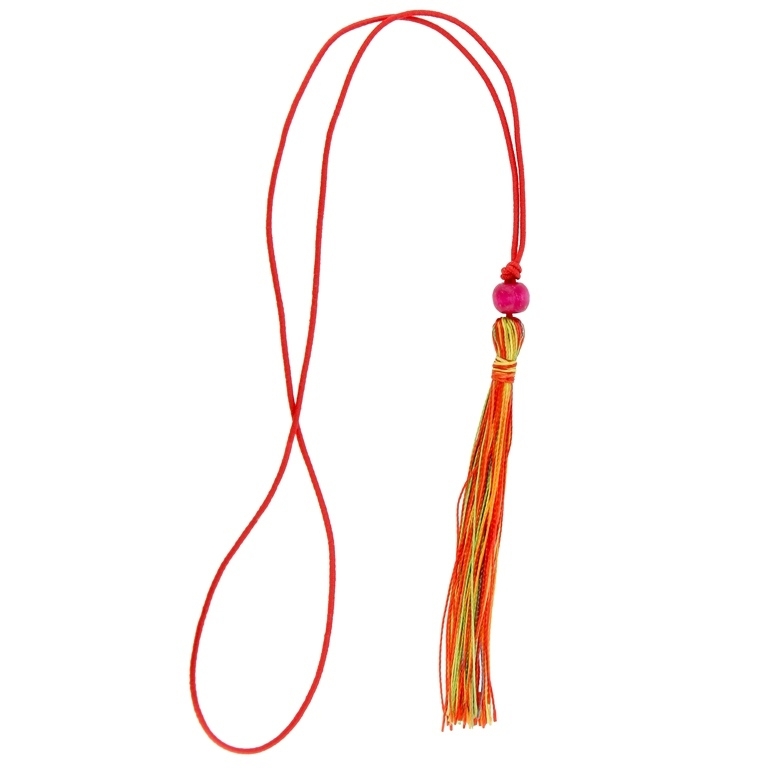 TEXTILE BEADS - TASSEL POLYESTER - 8cm RED-YELLOW - 10pcs.