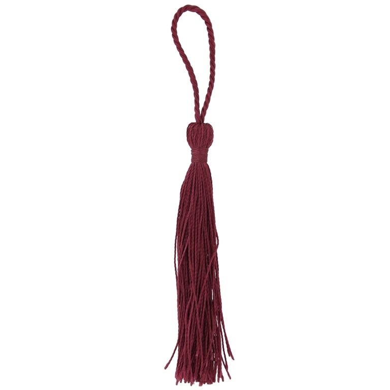 TEXTILE BEADS - TASSEL POLYESTER - 9cm BORDEAUX (DARK) 20 - PACKAGE 100pcs.