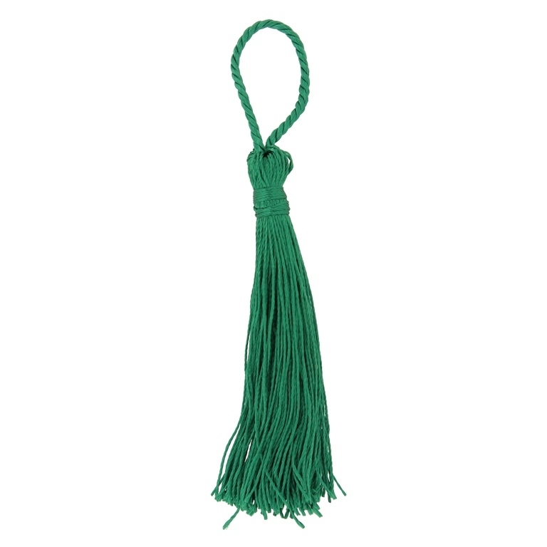 TEXTILE BEADS - TASSEL POLYESTER - 9cm GREEN 28 - PACKAGE 100pcs.