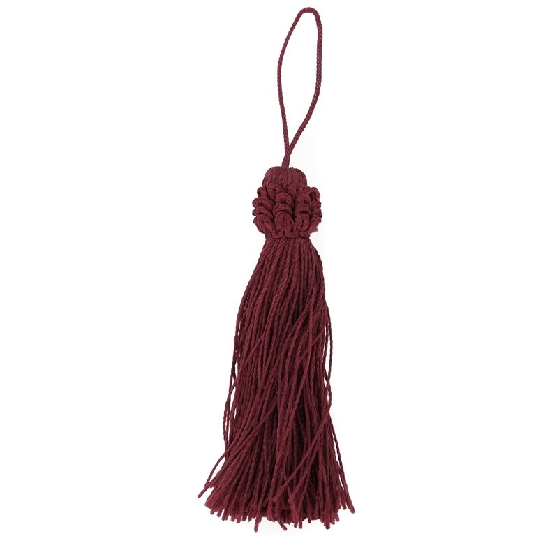 TEXTILE BEADS - TASSEL POLYESTER 02 - 9cm BORDEAUX (DARK) 08 - 10pcs.