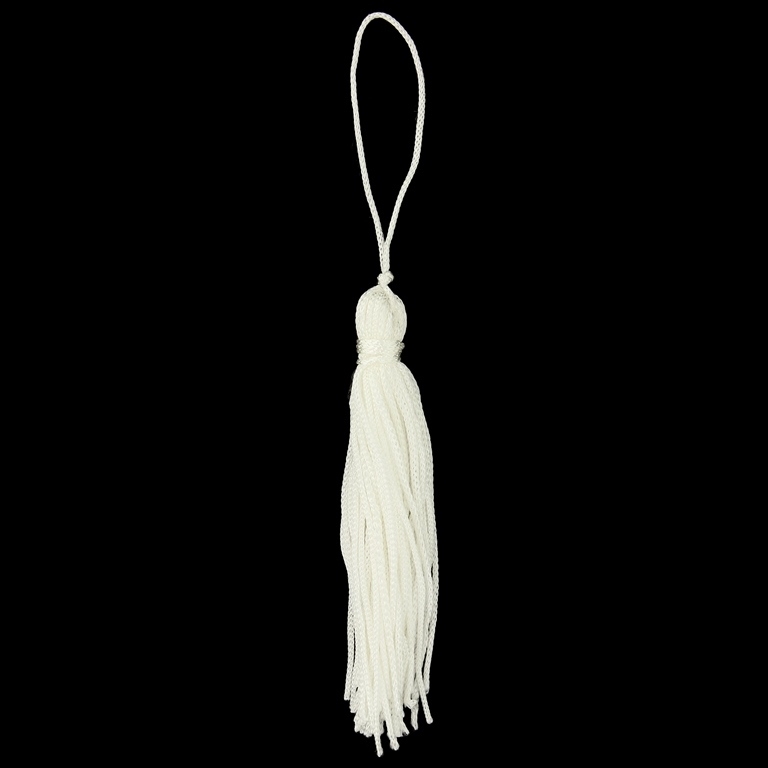 TEXTILE BEADS - TASSEL POLYESTER GSM - 7cm WHITE 16 - 10pcs.