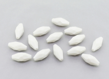 OPAQUE PLASTIC BEADS - ELLIPTICAL FACETED - 14.5x6mm WHITE С01 - PACKAGE 500g Hole-1.8mm (1600pcs.)