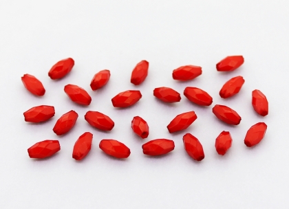 OPAQUE PLASTIC BEADS - ELLIPTICAL FACETED - 8x4mm RED С07 - PACKAGE 500g Hole-1.5mm (8600pcs.)