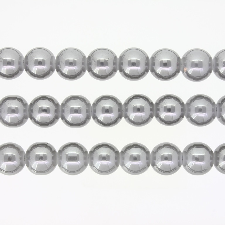 GLASS BEADS ON A STRING UV - BALL - SOLID - 10mm - GRAY AND GRAY (GLOSS) - PACKAGE (3х80 pcs.) Hole-1.3mm