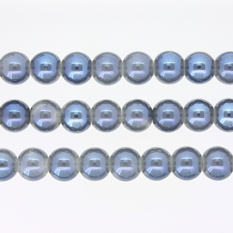 GLASS BEADS ON A STRING UV - BALL - SOLID - 10mm - GRAY AND BLUE (LIGHT) (GLOSS) - PACKAGE (3х80 pcs.) Hole-1.3mm