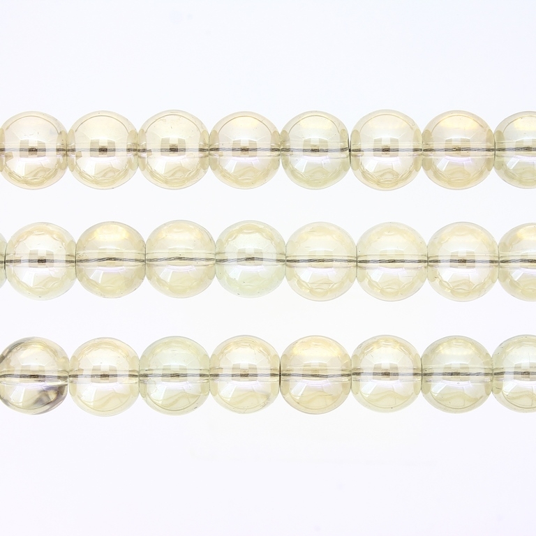 GLASS BEADS ON A STRING UV - BALL - TRANSPARENT - 10mm - BEIGE (GLOSS) - PACKAGE (3х80 pcs.) Hole-1.3mm