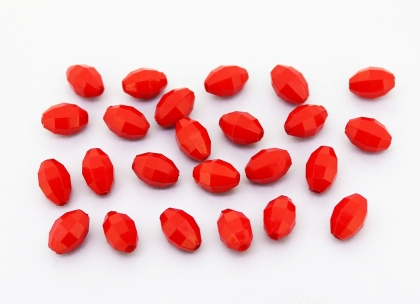 OPAQUE PLASTIC BEADS - ELLIPTICAL FACETED 02 - 10.5x7mm RED С07 - PACKAGE 500g Hole-1.5mm (1700pcs.)