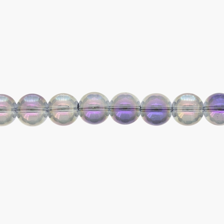 GLASS BEADS ON A STRING UV - BALL - TRANSPARENT - 10mm - RAINBOW - STRING (80 pcs.) Hole-1.3mm