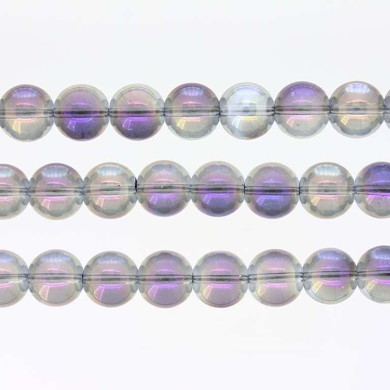 GLASS BEADS ON A STRING UV - BALL - TRANSPARENT - 10mm - RAINBOW - PACKAGE (3х80 pcs.) Hole-1.3mm