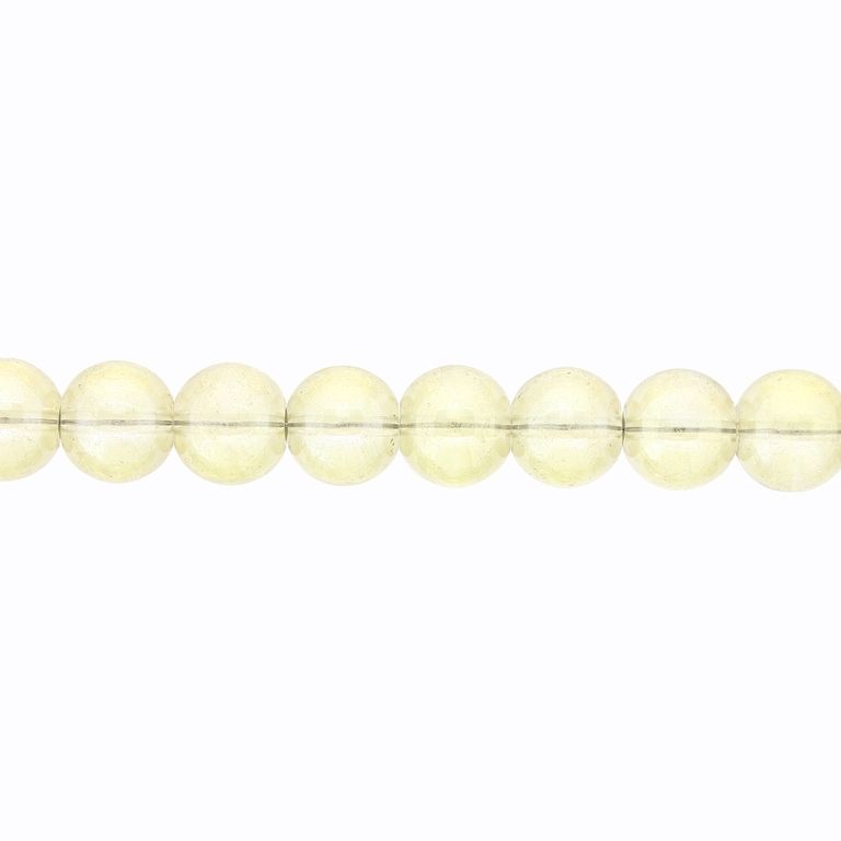 GLASS BEADS ON A STRING UV - BALL - TRANSPARENT - 10mm - ECRU (DARK) (GLOSS) - STRING (80 pcs.) Hole-1.3mm