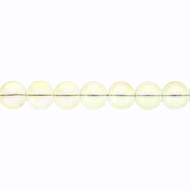 GLASS BEADS ON A STRING UV - BALL - TRANSPARENT - 10mm - YELLOW (АВ) - STRING (80 pcs.) Hole-1.3mm