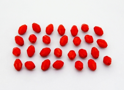 OPAQUE PLASTIC BEADS - ELLIPTICAL FACETED 02 - 8.5x6mm RED С07 - PACKAGE 500g Hole-1.5mm (2950pcs.)