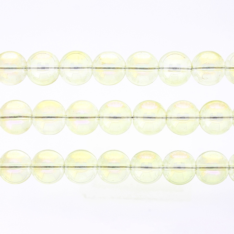 GLASS BEADS ON A STRING UV - BALL - TRANSPARENT - 10mm - YELLOW (АВ) - PACKAGE (3х80 pcs.) Hole-1.3mm