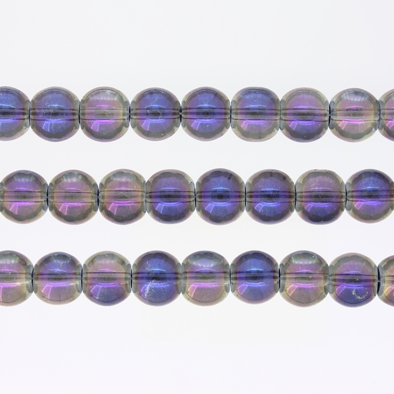 GLASS BEADS ON A STRING UV - BALL - TRANSPARENT - 10mm - PURPLE (RAINBOW) - PACKAGE (3х80 pcs.) Hole-1.3mm