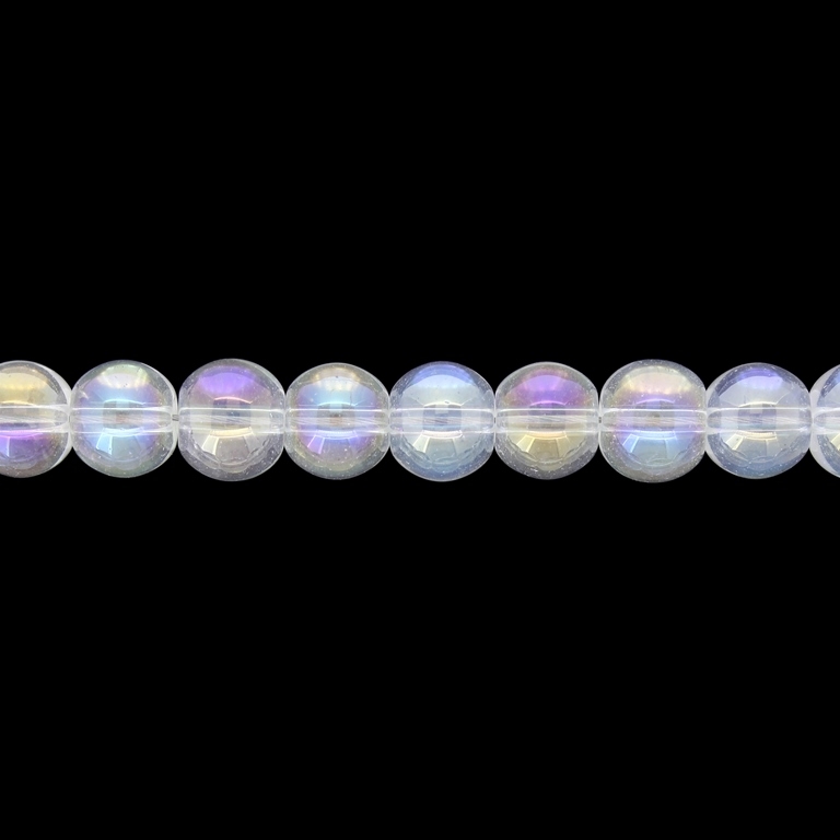 GLASS BEADS ON A STRING UV - BALL - TRANSPARENT - 10mm - TRANSPARENT (АВ01) - STRING (80 pcs.) Hole-1.3mm