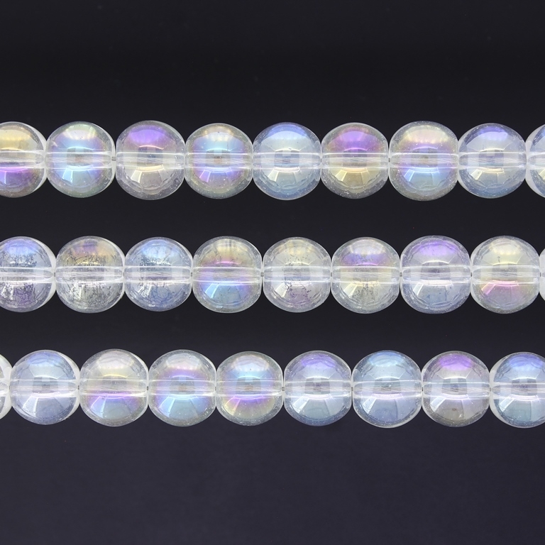 GLASS BEADS ON A STRING UV - BALL - TRANSPARENT - 10mm - TRANSPARENT (АВ01) - PACKAGE (3х80 pcs.) Hole-1.3mm