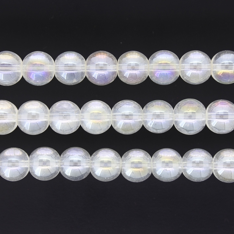 GLASS BEADS ON A STRING UV - BALL - TRANSPARENT - 10mm - TRANSPARENT (АВ02) - PACKAGE (3х80 pcs.) Hole-1.3mm