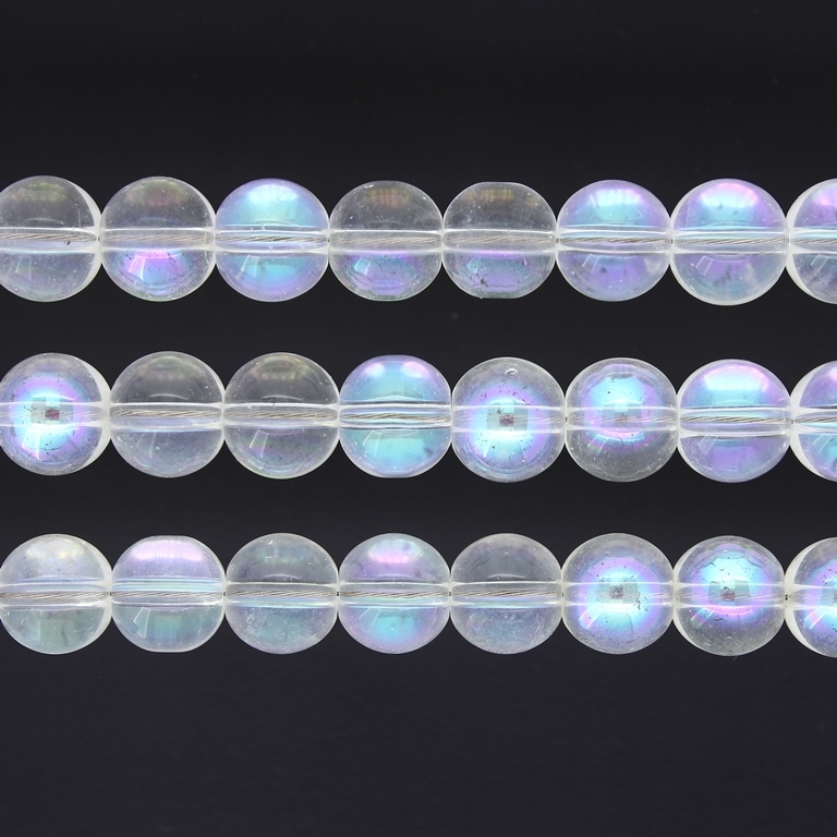 GLASS BEADS ON A STRING UV - BALL - TRANSPARENT - 10mm - TRANSPARENT (АВ03) - PACKAGE (3х80 pcs.) Hole-1.3mm