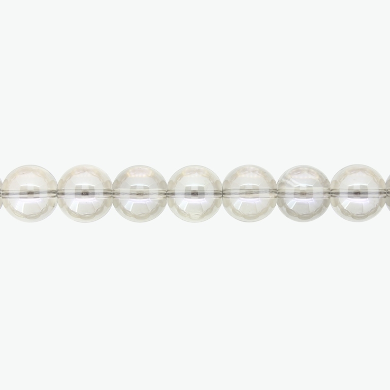 GLASS BEADS ON A STRING UV - BALL - TRANSPARENT - 10mm - GRAY (GLOSS) - STRING (80 pcs.) Hole-1.3mm