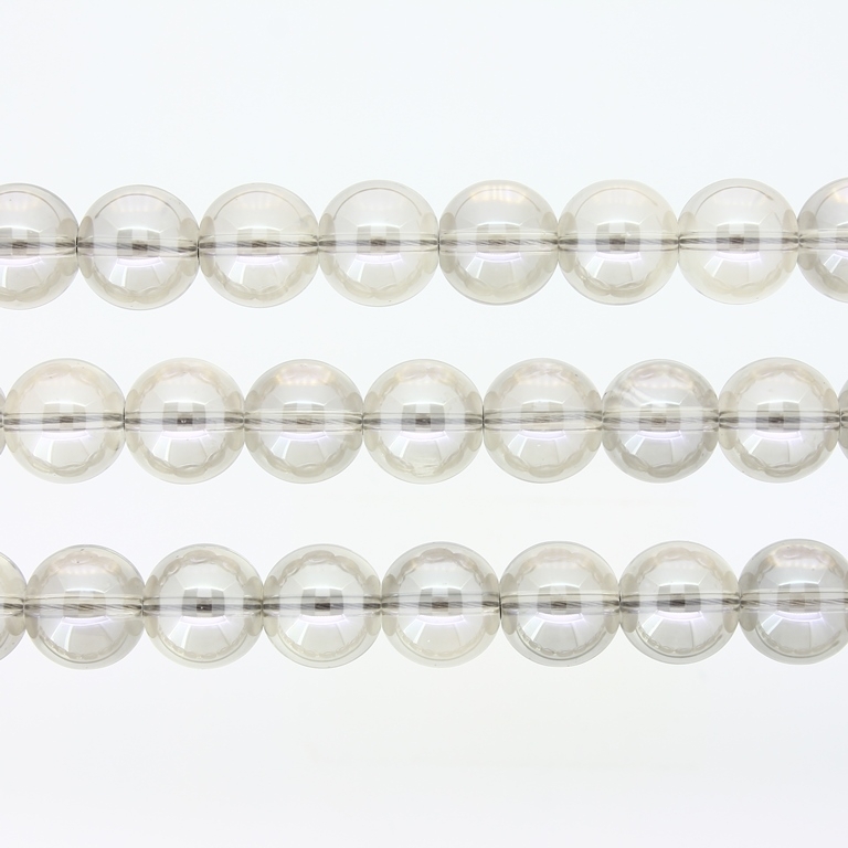 GLASS BEADS ON A STRING UV - BALL - TRANSPARENT - 10mm - GRAY (GLOSS) - PACKAGE (3х80 pcs.) Hole-1.3mm