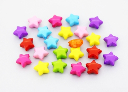 OPAQUE PLASTIC BEADS - STAR 01 - 11x6mm MIX - PACKAGE 500g Hole-2.0mm (1370pcs.)