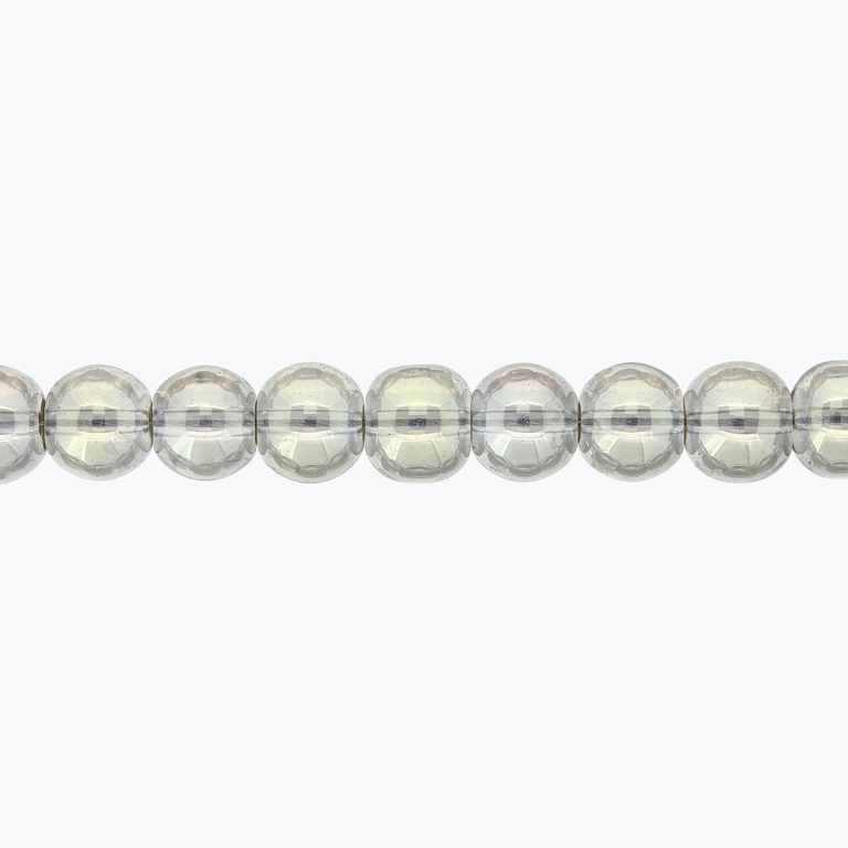 GLASS BEADS ON A STRING UV - BALL - TRANSPARENT - 10mm - GRAY (LIGHT) AND YELLOW (GLOSS) - STRING (80 pcs.) Hole-1.3mm