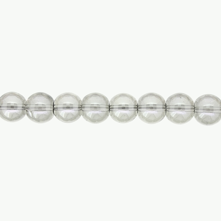 GLASS BEADS ON A STRING UV - BALL - TRANSPARENT - 10mm - GRAY (DARK) (GLOSS) - STRING (80 pcs.) Hole-1.3mm