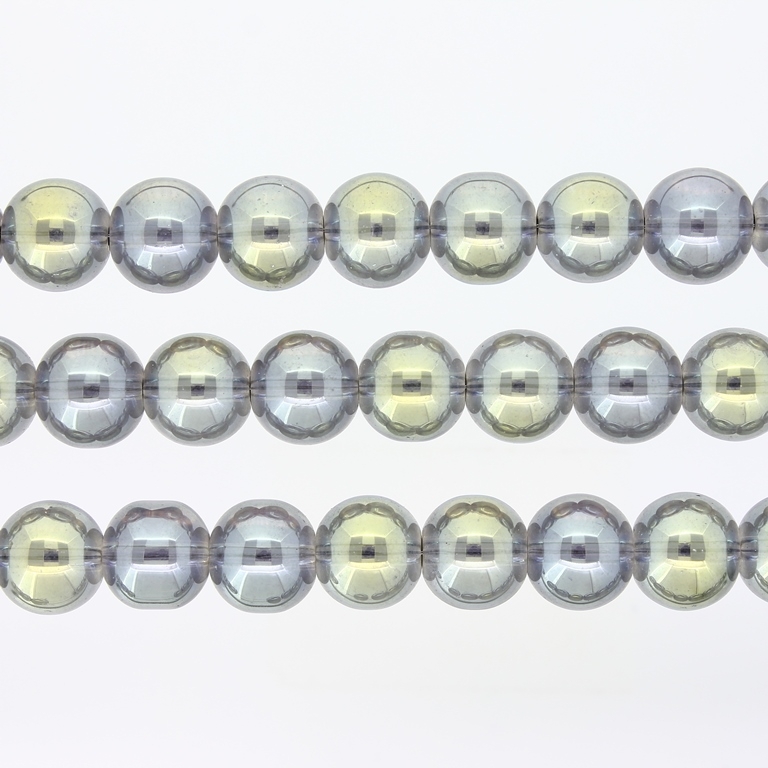 GLASS BEADS ON A STRING UV - BALL - TRANSPARENT - 10mm - GRAY (DARK) AND YELLOW (GLOSS) - PACKAGE (3х80 pcs.) Hole-1.3mm