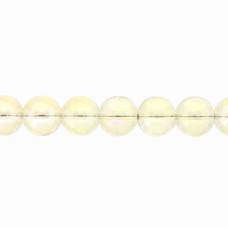 GLASS BEADS ON A STRING UV - BALL - TRANSPARENT - 12mm - ECRU (АВ) - STRING (65 pcs.) Hole-1.3mm