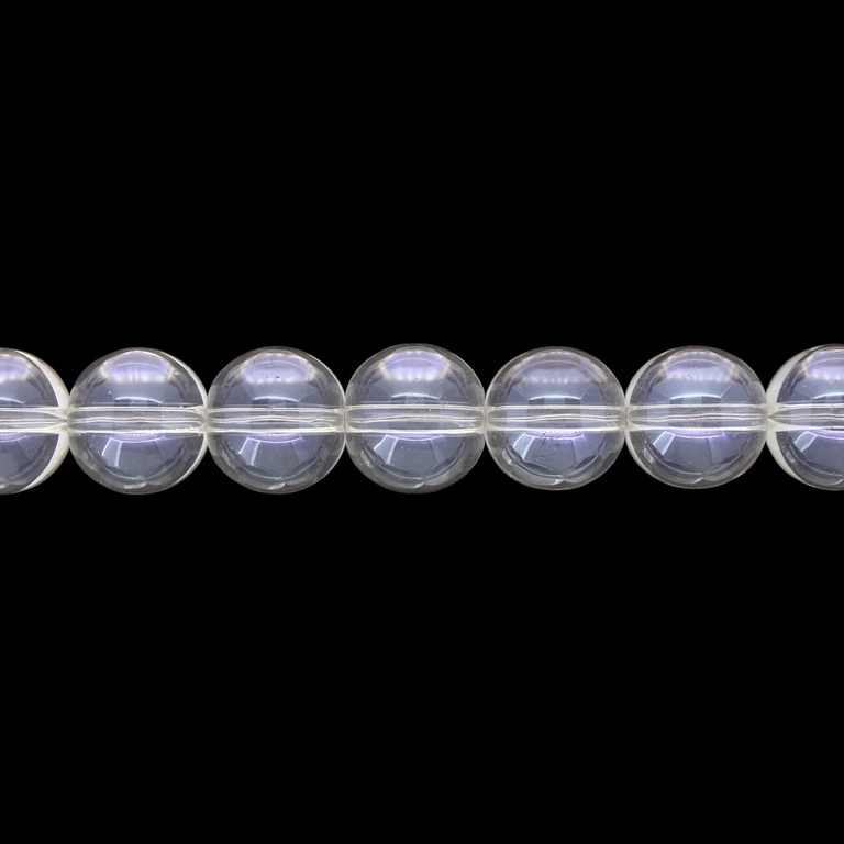 GLASS BEADS ON A STRING UV - BALL - TRANSPARENT - 12mm - ECRU (LIGHT) (GLOSS) - STRING (65 pcs.) Hole-1.3mm