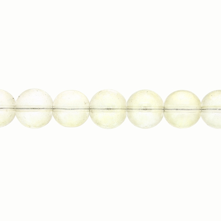 GLASS BEADS ON A STRING UV - BALL - TRANSPARENT - 12mm - ECRU (DARK) (GLOSS) - STRING (65 pcs.) Hole-1.3mm